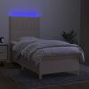 vidaXL Cama box spring c/ colch&atilde;o e LED 90x190 cm tecido cor creme