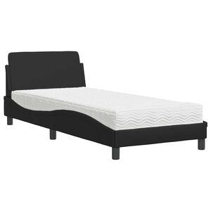 vidaXL Cama com colch&atilde;o Dover 80x200 cm couro artificial preto