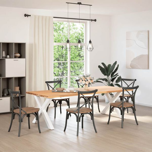 vidaXL P&eacute;s para mesa de jantar em formato de X, 2 pe&ccedil;as, branco, 90x (72-73) cm, a&ccedil;o