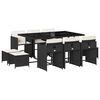 vidaXL 11 pcs conjunto de jantar p/ jardim c/ almofad&otilde;es vime PE preto