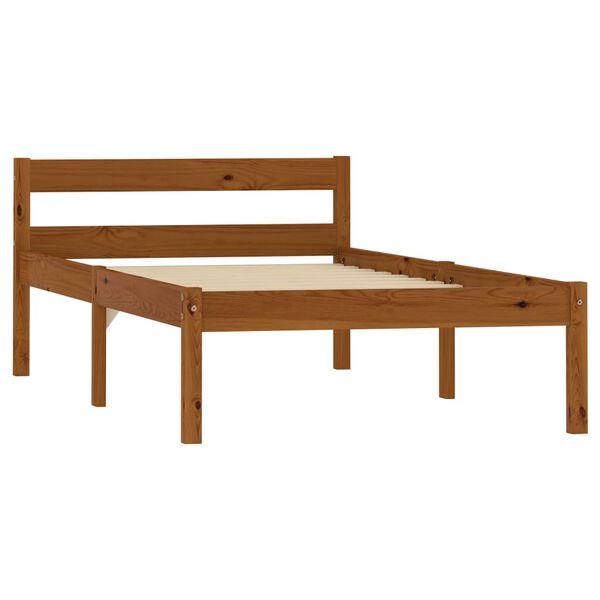 vidaXL Estrutura de cama 100x200 cm madeira pinho maciço castanho mel