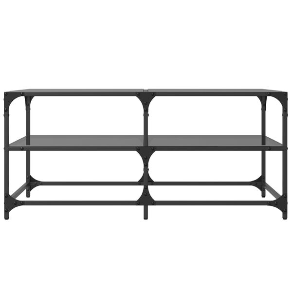 vidaXL Mesa de centro com topo em vidro preto 98,5x50x45 cm a&ccedil;o