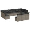 vidaXL 13 pcs conjunto sof&aacute;s p/ jardim c/ almofad&otilde;es vime PE cinzento