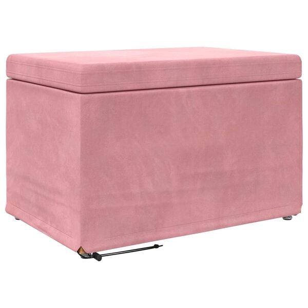 vidaXL Banqueta Rosa 61 x 41 x 40 cm Veludo e Madeira de Engenharia