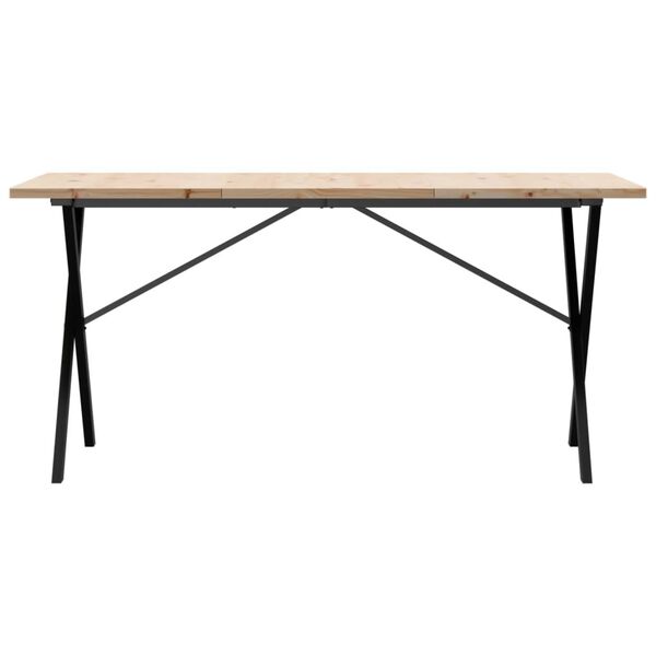 vidaXL Mesa de jantar estrutura em X 160x80x75,5cm pinho/a&ccedil;o