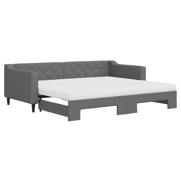 vidaXL Sofá-cama c/ gavetão e colchões 90x200cm tecido cinzento-escuro