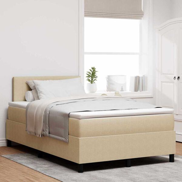 vidaXL Cama Box com cabeceira Cinza Claro e Branco 120 x 190 cm