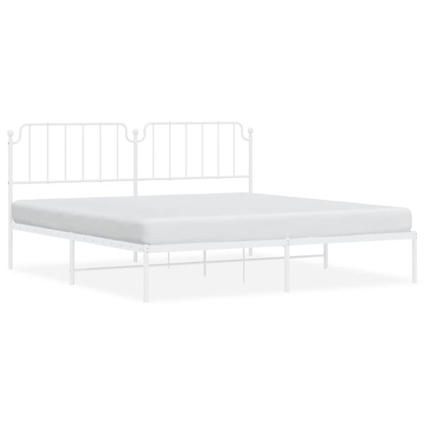 vidaXL Estrutura de cama com cabeceira 200x200 cm metal branco