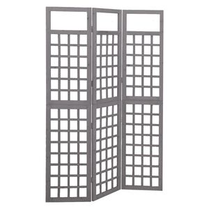 vidaXL Biombo/treli&ccedil;a 3 pain&eacute;is abeto maci&ccedil;o 121x180 cm cinzento