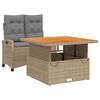 vidaXL 2 pcs conjunto de jantar p/ jardim com almofad&otilde;es vime PE bege