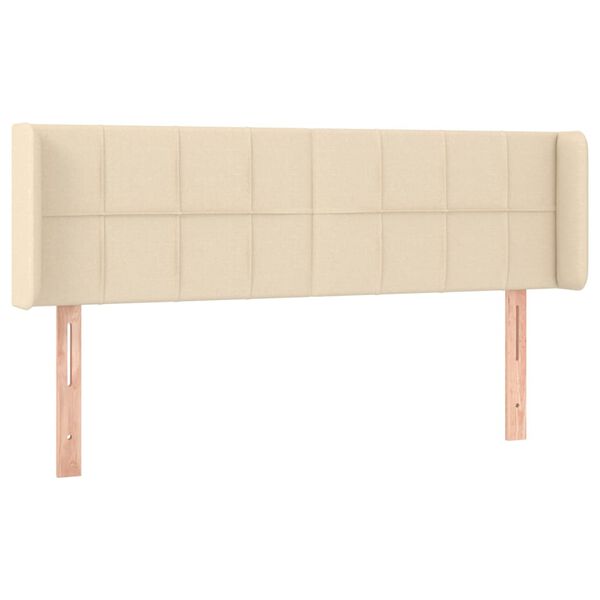 vidaXL Cabeceira de cama c/ abas tecido 147x16x78/88 cm creme