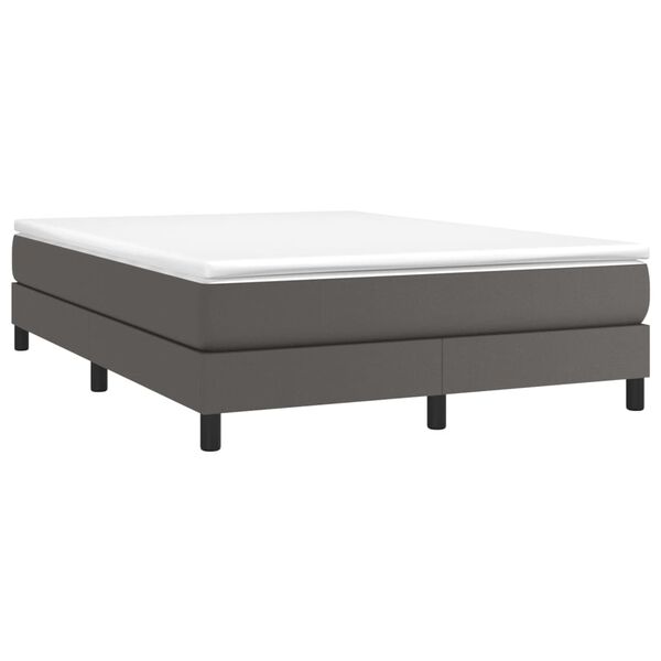 vidaXL Estrutura de cama com molas 140x190 cm couro artificial cinzento
