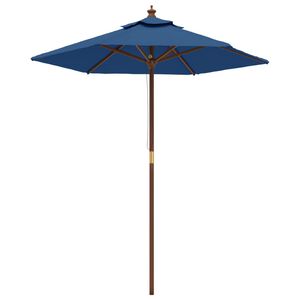 vidaXL Guarda-sol de jardim com poste de madeira 196x231 cm azul-ciano