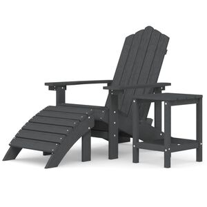 vidaXL Cadeira jardim Adirondack c/ apoio de p&eacute;s/mesa PEAD antracite