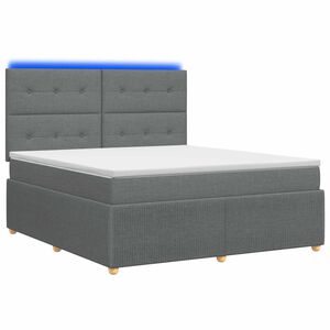 vidaXL Cama Box com LED e Colch&atilde;o Cinzento-Escuro 140 x 190 cm Tecido