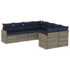 vidaXL Conjunto de sof&aacute; de jardim com 8 pe&ccedil;as e almofadas em rattan sint&eacute;tico cinza