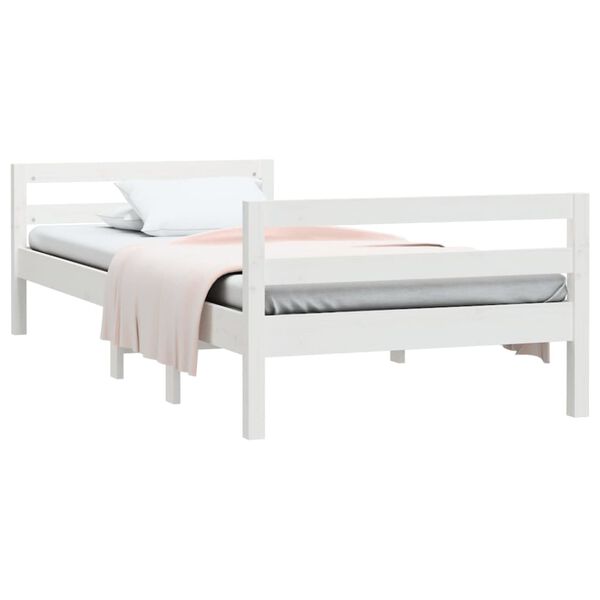 vidaXL Estrutura de cama sem colch&atilde;o 80x200 cm pinho maci&ccedil;o branco