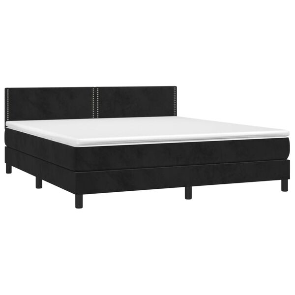 vidaXL Cama box spring c/ colch&atilde;o/LED 160x200 cm veludo preto