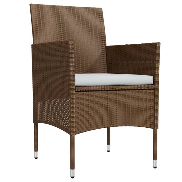 vidaXL 5 pcs conjunto de jantar p/ jardim c/ almofadões castanho/preto