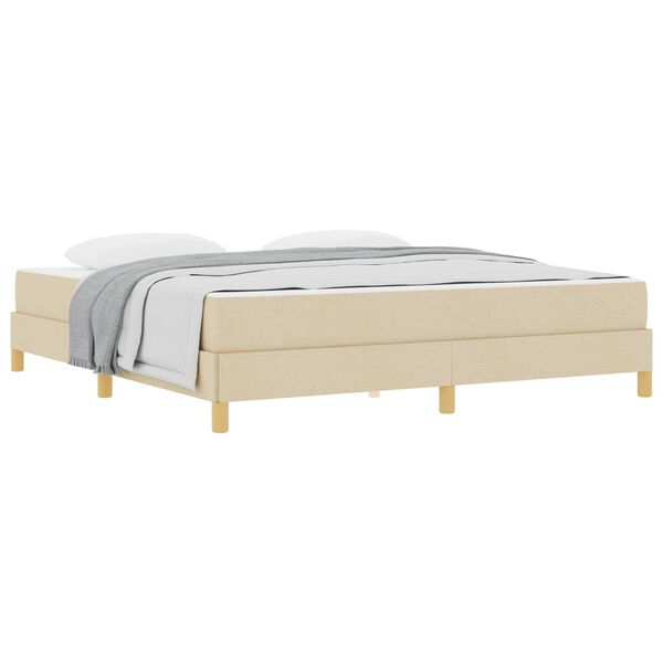 vidaXL Cama Box com colch&atilde;o Creme 180 x 200 cm tecido
