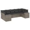 vidaXL 7 pcs conjunto sof&aacute;s p/ jardim c/ almofad&otilde;es vime PE cinzento