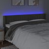 vidaXL Cabeceira cama c/ luzes LED veludo 163x16x78/88cm cinza-escuro