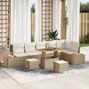vidaXL Conjunto de Sof&aacute; de Jardim 9 pcs Bege Rattan Sint&eacute;tico