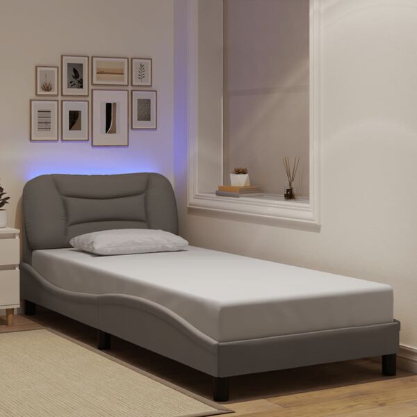 vidaXL Estrutura de cama com LED sem colch&atilde;o Hvar 90x190 cm tecido