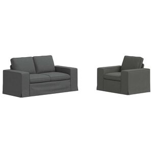 vidaXL Conjunto de Sof&aacute;s 2 unid. Cinza Escuro tecido