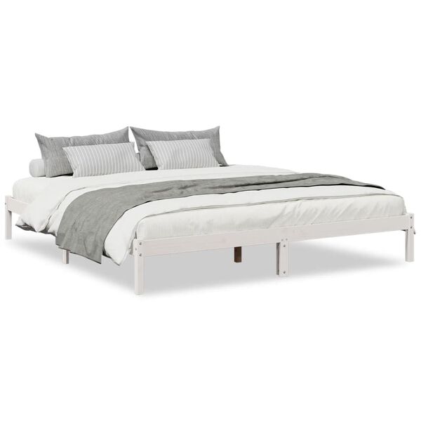 vidaXL Cama extra longa sem colchão 180x220 cm pinho maciço branco