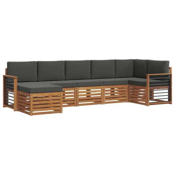 vidaXL Conjunto de Sof&aacute; Sectional 7 pcs Natural e Antracite