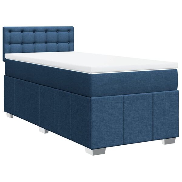 vidaXL Cama com molas/colch&atilde;o 90x200 cm tecido azul