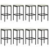 vidaXL 9 pcs conjunto de bar para jardim c/ almofad&otilde;es vime PE preto