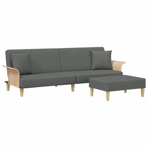 vidaXL Sof&aacute;-cama 2 lugares c/ almofadas/apoio p&eacute;s veludo cinza-escuro