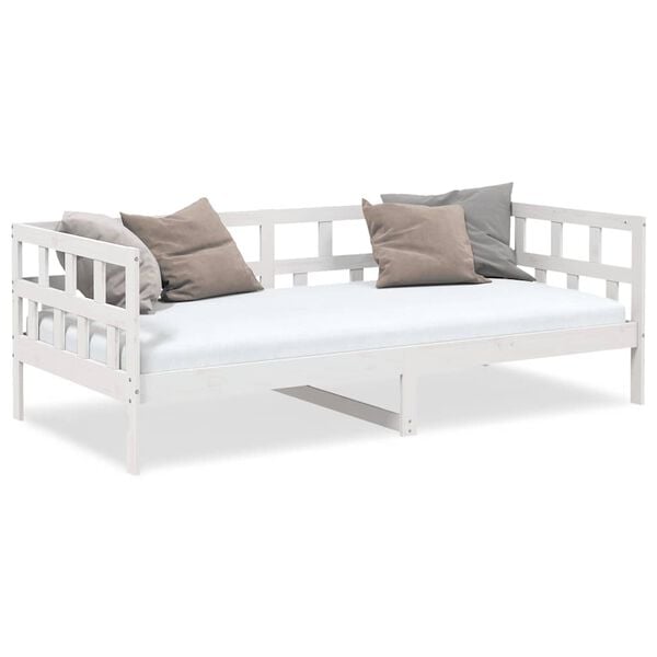 vidaXL Sof&aacute;-cama 90x190 cm madeira de pinho maci&ccedil;a branco
