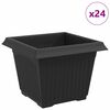 vidaXL Vaso Quadrado para Flores 24 unid. Preto 23 x 23 x 17,5 cm