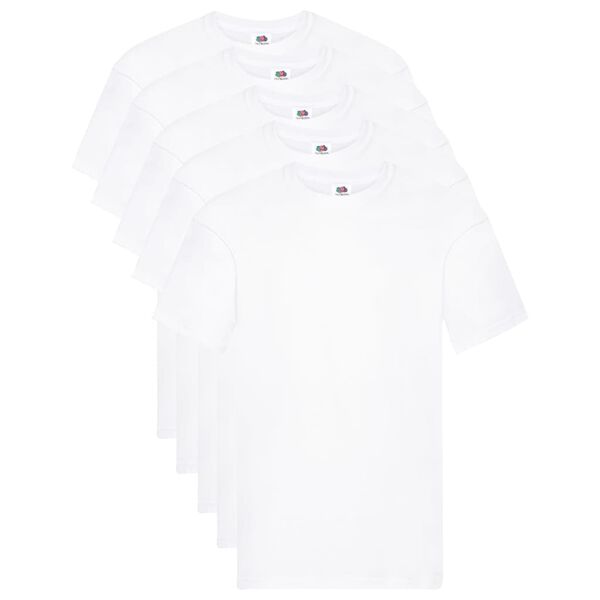 Fruit of the Loom T-shirts originais 5 pcs algodão 5XL branco