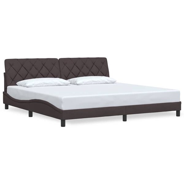 vidaXL Estrutura de cama sem colch&atilde;o 200x200 cm tecido castanho-escuro