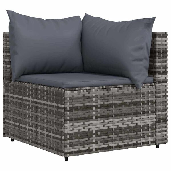 vidaXL 4 pcs conjunto lounge de jardim c/ almofadões vime PE cinzento