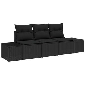 vidaXL Conjunto de Sof&aacute; de Jardim 3 pcs Preto vime PE