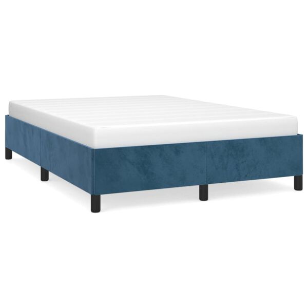 vidaXL Estrutura de cama sem colchão 140x190 cm veludo azul-escuro