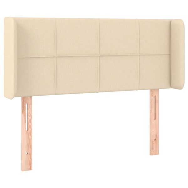 vidaXL Cabeceira de cama c/ abas tecido 103x16x78/88 cm creme
