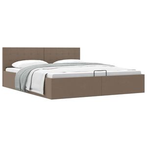 vidaXL Cama hidr&aacute;ulica c/ arruma&ccedil;&atilde;o 160x200cm tecido cinza-acastanhado