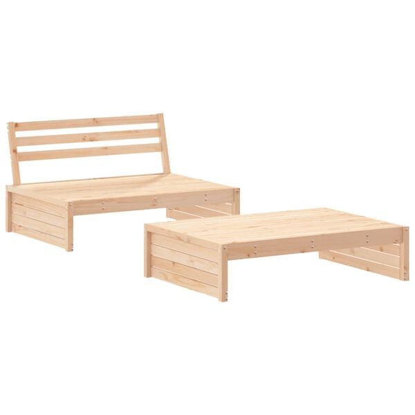 vidaXL 2 pcs conjunto lounge de jardim madeira de pinho maci&ccedil;a