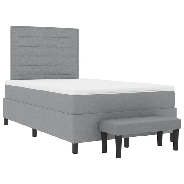 vidaXL Cama Box com colch&atilde;o Cinzento-claro 120 x 190 cm tecido