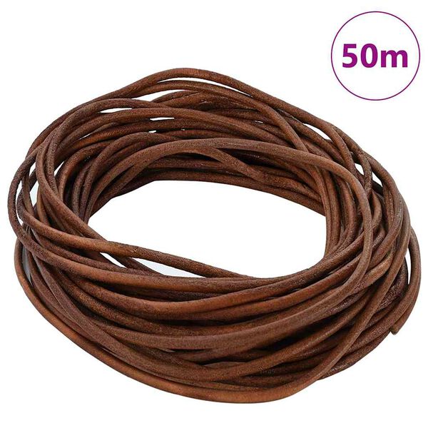 vidaXL Corda de Couro Marrom Claro &Oslash;3 mm x 50 m Couro