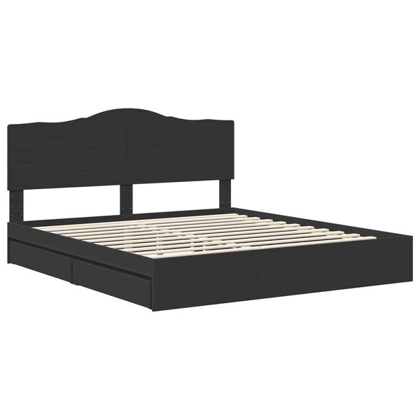 vidaXL Cama com Armazenamento Preto 200 x 200 cm Madeira processada
