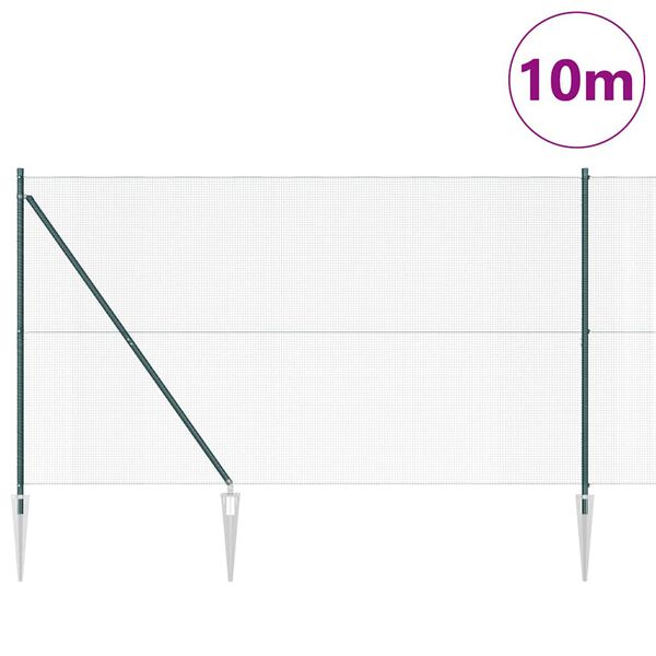 vidaXL Poste de Cerca Verde 10 x 1,5 m (malha de 12 x 12 mm) A&ccedil;o