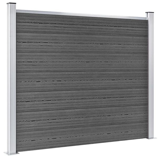 vidaXL Conjunto painel de cerca 353x146 cm WPC preto
