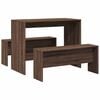 vidaXL 3 pcs conj. mesa jantar/banco deriv. madeira carvalho castanho